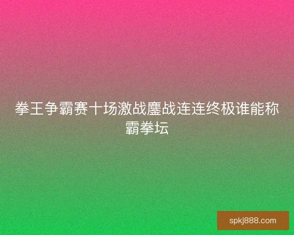 拳王争霸赛十场激战鏖战连连终极谁能称霸拳坛